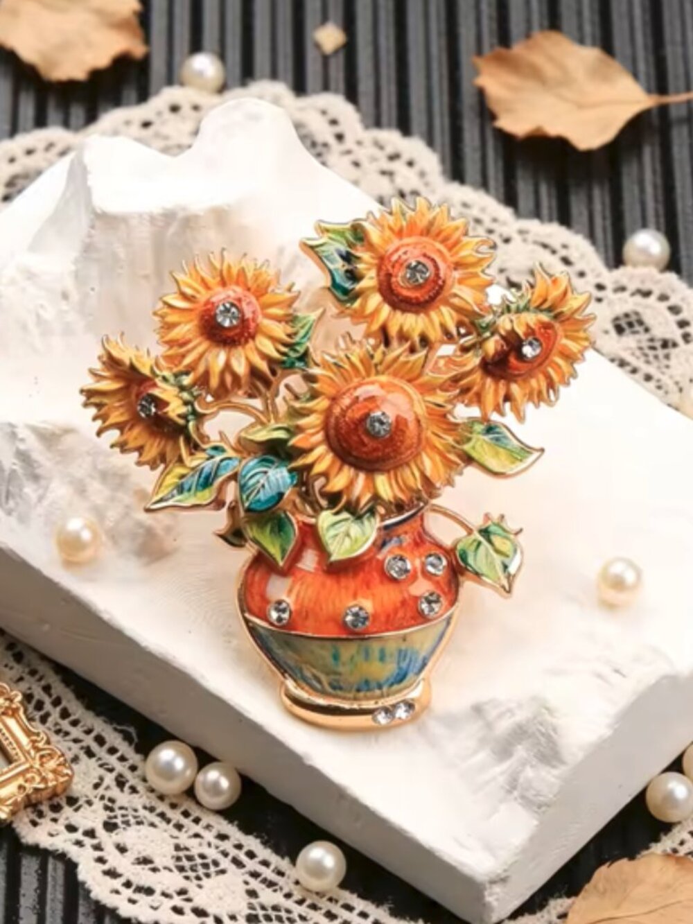 🍏50% OFF/3+...Vase with Sunflowers Brooch